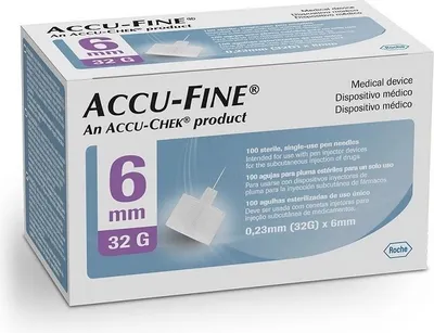 Accu-Fine jehly do inzulínového pera 32 G x 6 mm 100 ks 1
