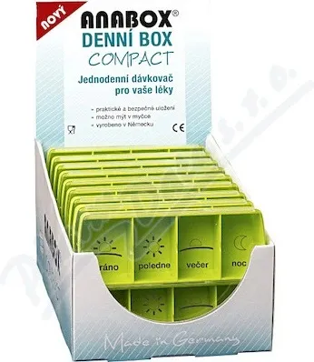 Anabox Dávkovač na léky - zelený denní box COMPACT 1