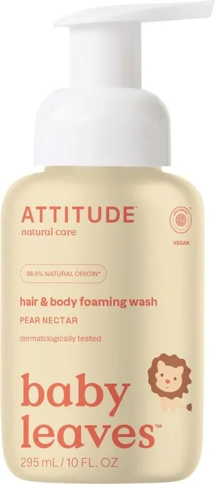 ATTITUDE Dětská mycí pěna (2v1) Baby leaves s vůní hruškové šťávy 295 ml 1