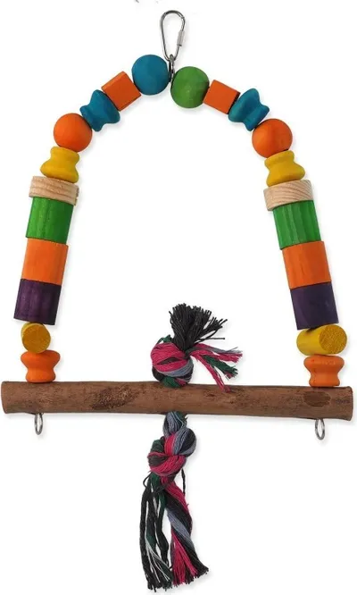 BIRD JEWEL Houpačka dřevěná s uzlem barevná 32 cm 1