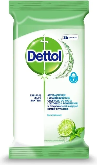 Dettol dezinfekční ubrousky na povrchy limetka a máta 36 ks 1