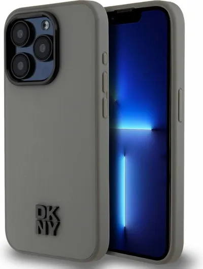 DKNY PU Leather Stack Logo Magsafe Zadní Kryt-Šedá / iPhone 15 Pro Max 1
