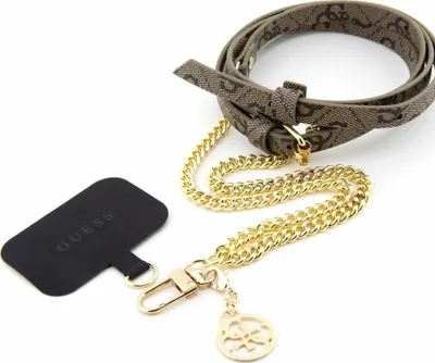Guess Crossbody Popruh PU 4G Chain with Charm Gold/Brown 1