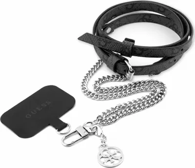 Guess Crossbody Popruh PU 4G Chain with Charm Silver/Black 1