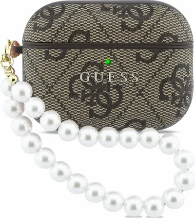 Guess PU 4G Classic Logo Pearl Strap Pouzdro pro AirPods Pro 3 Brown GUAP3P4E4PSW 1