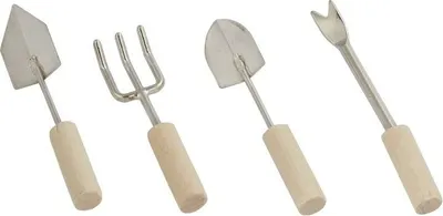 HobbyFun Kovová miniatura zahradní nářadí (4ks) - lopatka, hrábě 1