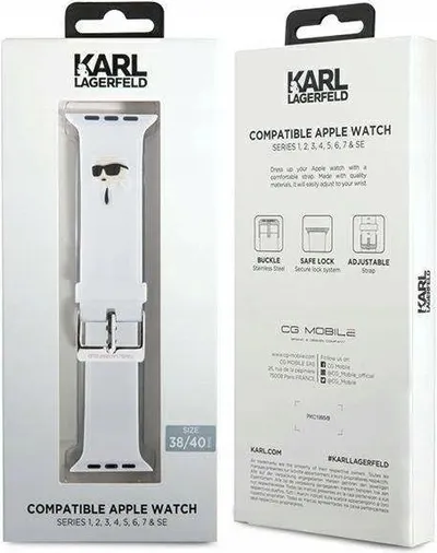 Karl Lagerfeld Karl Head NFT Řemínek pro Apple Watch 38/40/41 White KLAWMSLKNH 1