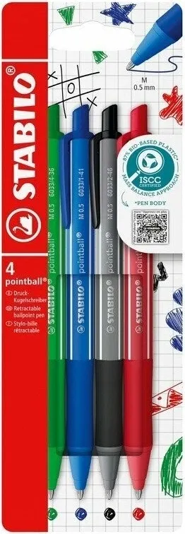 Kuličkové pero STABILO pointball colorful - sada 4 ks 1