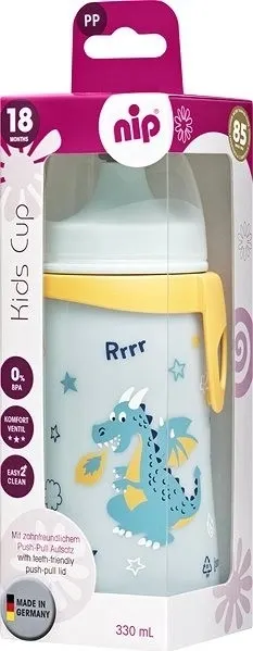 Nip Kids cup láhev s pítkem dřáček modrá kluk 330 ml 1