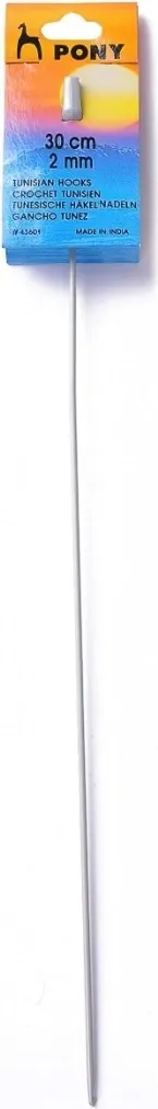 PONY Háček na háčkování PONY, tuniský hliníkový 43601, velikost 2mm, délka 30cm 1