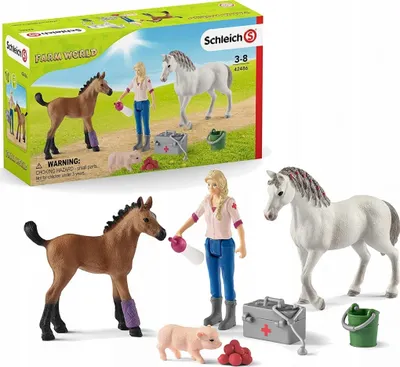 Schleich 42486 Návštěva lékaře u klisny a hříběte 1