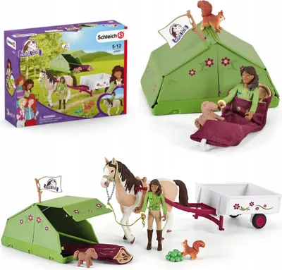 Schleich 42533 Sarah s koníkem a zvířátky kempují 1