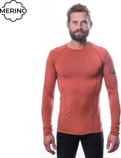 Sensor Merino Active pánské triko dl.rukáv terracotta 1
