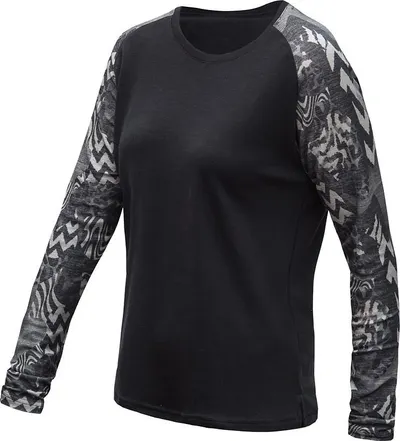 SENSOR MERINO BLEND IMPRESS dámské triko dl.rukáv black/zebra 1