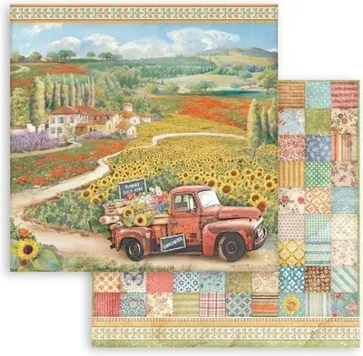 Stamperia oboustranný papír na scrapbook 1 ks Auto veterán 1