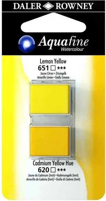Umělecká akvarelová barva Daler-Rowney Aquafine dvojbalení Citronová žlutá/Kadmium žluté 1